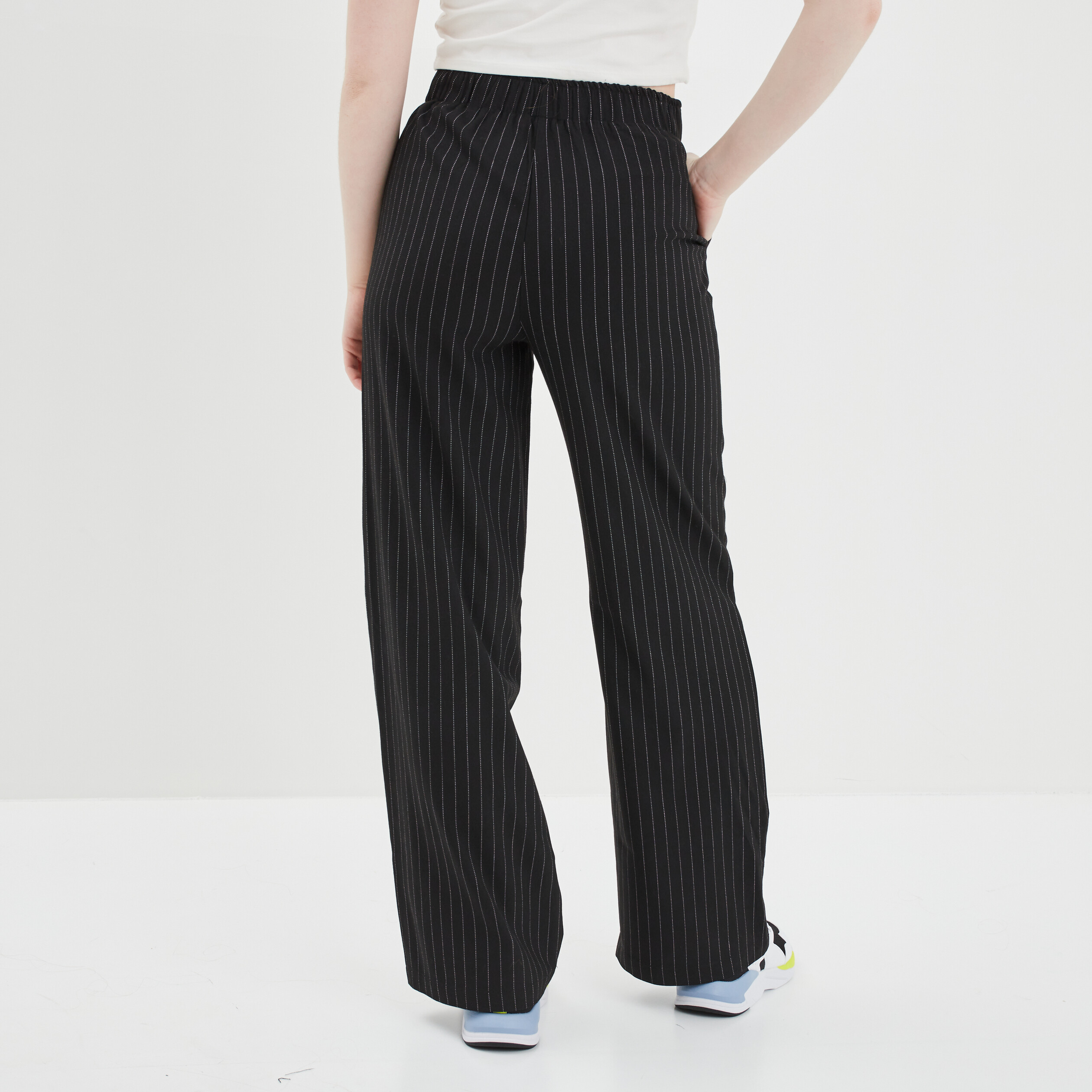 Pantalon large taille élastiquée noir femme | La Halle