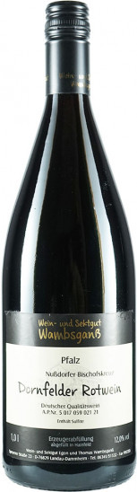 2022 Nußdorfer Bischofskreuz Dornfelder Rotwein halbtrocken 1,0 L - Wein- und Sektgut Wambsganß