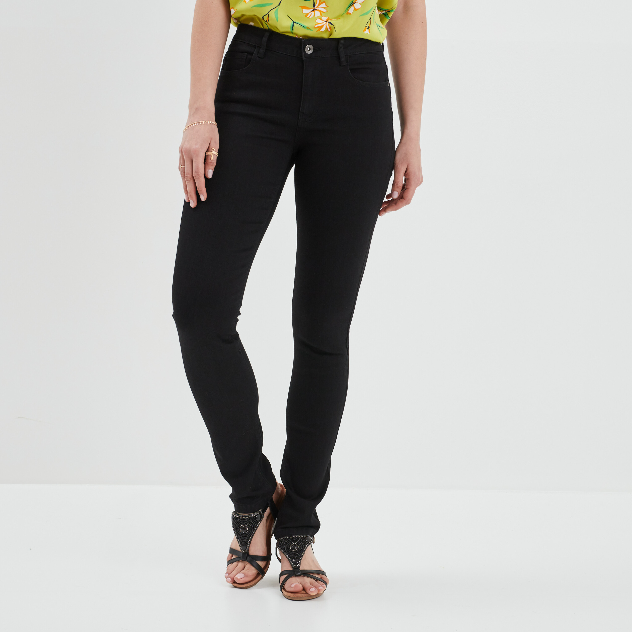 Jeans straight taille normale noir femme | La Halle