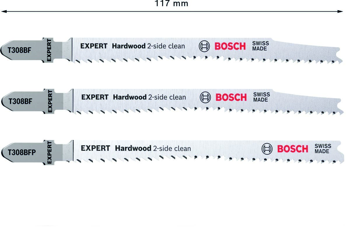 „Bosch Blue Accessories 2608900549“ dviejų dalių dėlionės ašmenų rinkinys „Hardwood 2-side clean“ T308BF/BFP