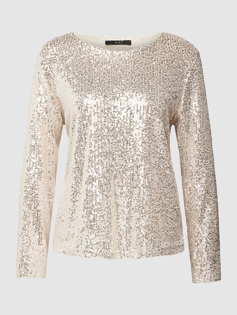 Blusenshirt mit Paillettenbesatz in offwhite