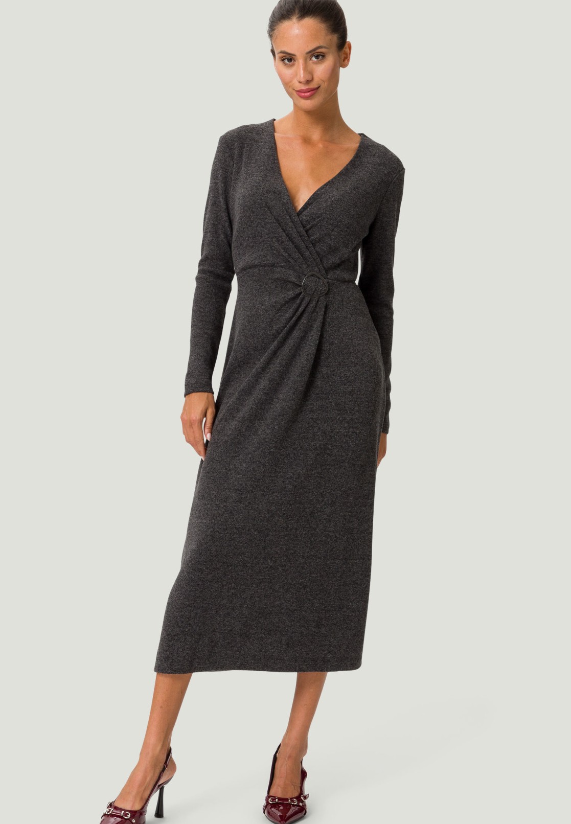 Midikleid mit Raffung und Schnalle
