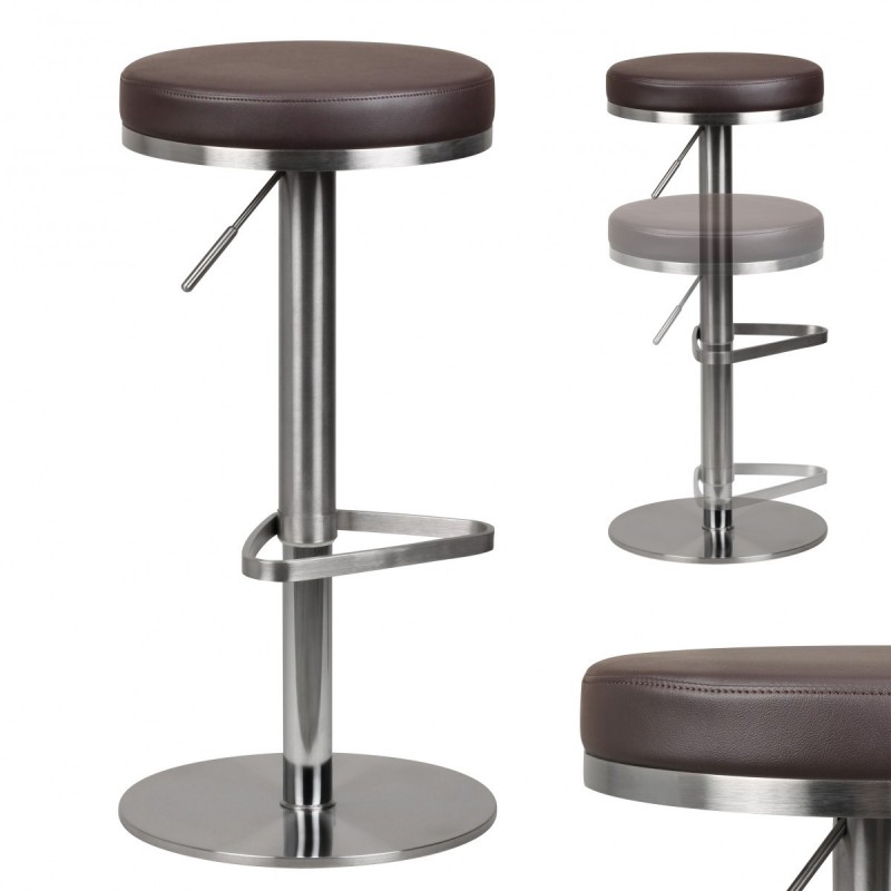 Wohnling Barhocker Wohnling Durable M7 Edelstahl gebürstet Braun