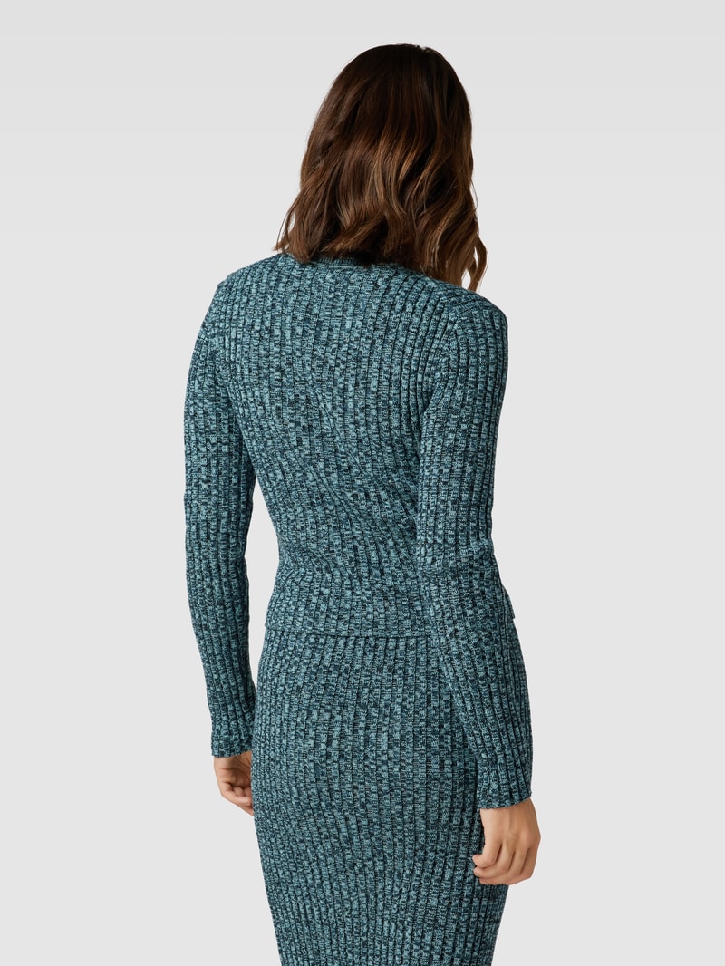 Strickpullover in Feinripp-Optik in dunkelblau