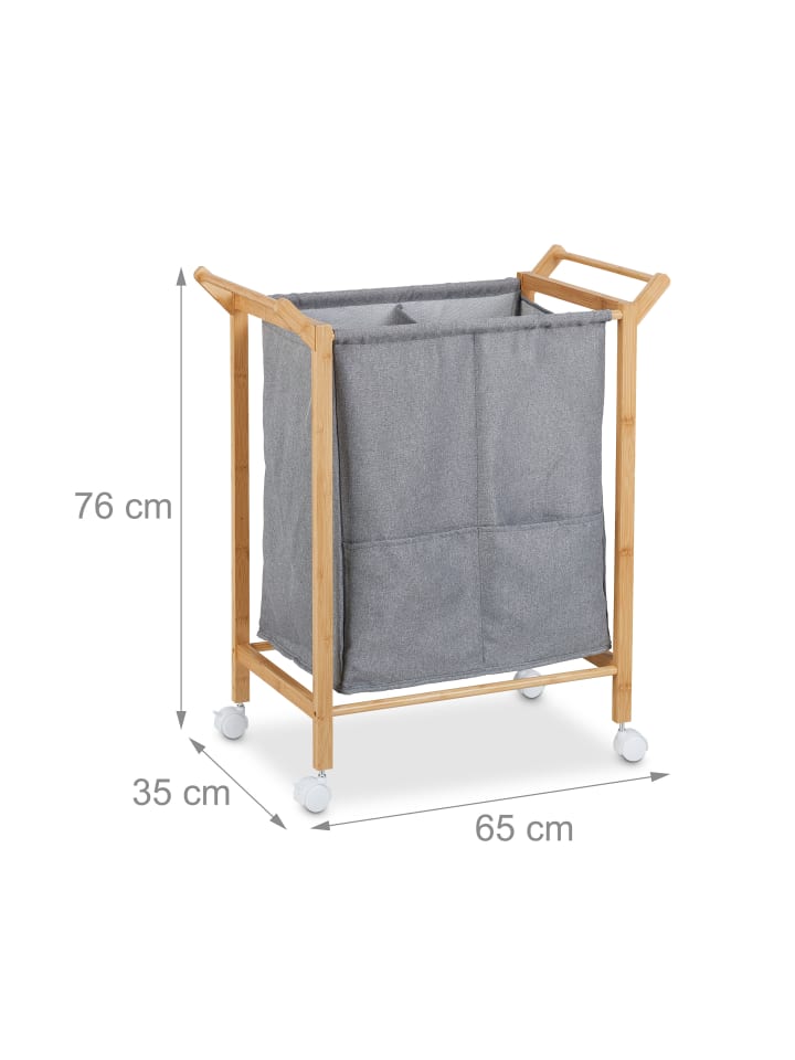 relaxdays Wäschekorb in Natur/ Grau - (B)65 x (H)76 x (T)35 cm günstig kaufen onesize