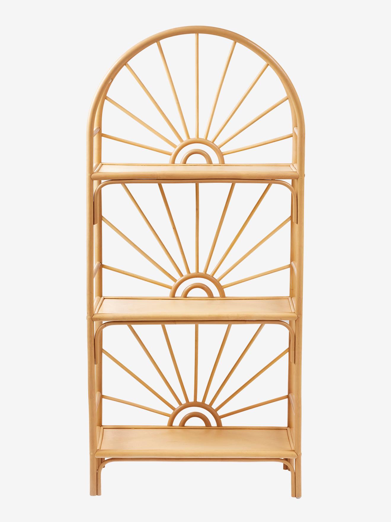 Vertbaudet Kinderzimmer Regal mit 3 Böden, Rattan BOHO - natur/sonnenform
