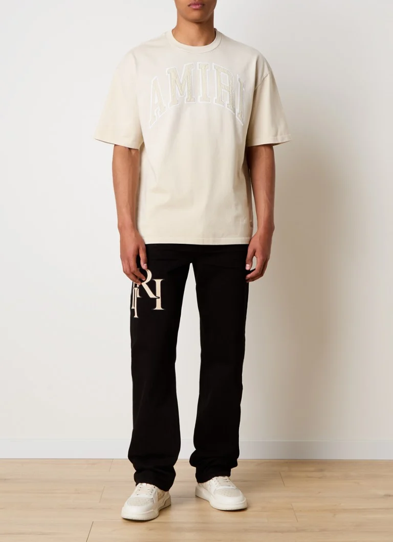 Koszulka AMIRI w stylu vintage, oversize, z haftowanym logo