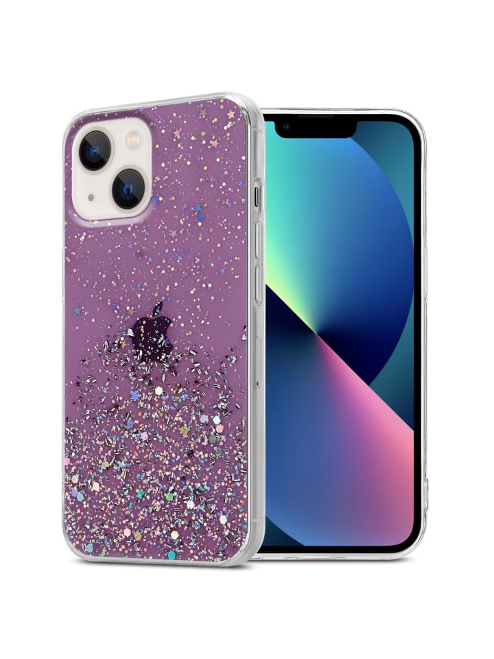 cadorabo Hülle für Apple iPhone 14 Glitter in Lila mit Glitter günstig kaufen onesize