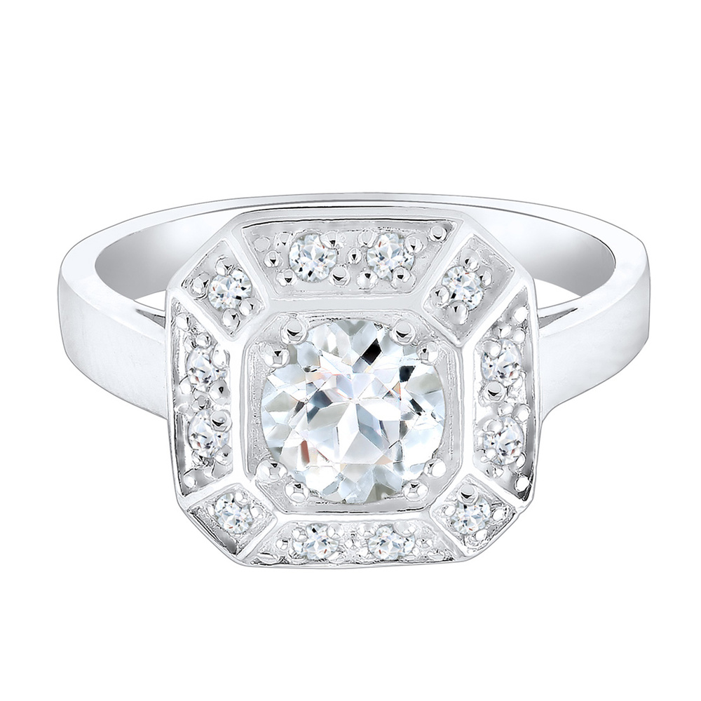 Elli PREMIUM Elli PREMIUM Bague Verlobungsring Glamour Funkelnd Topas 925 Silber Bague
