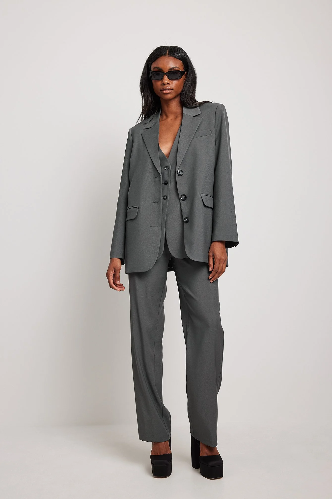 Oversized Blazer mit drei Knöpfen