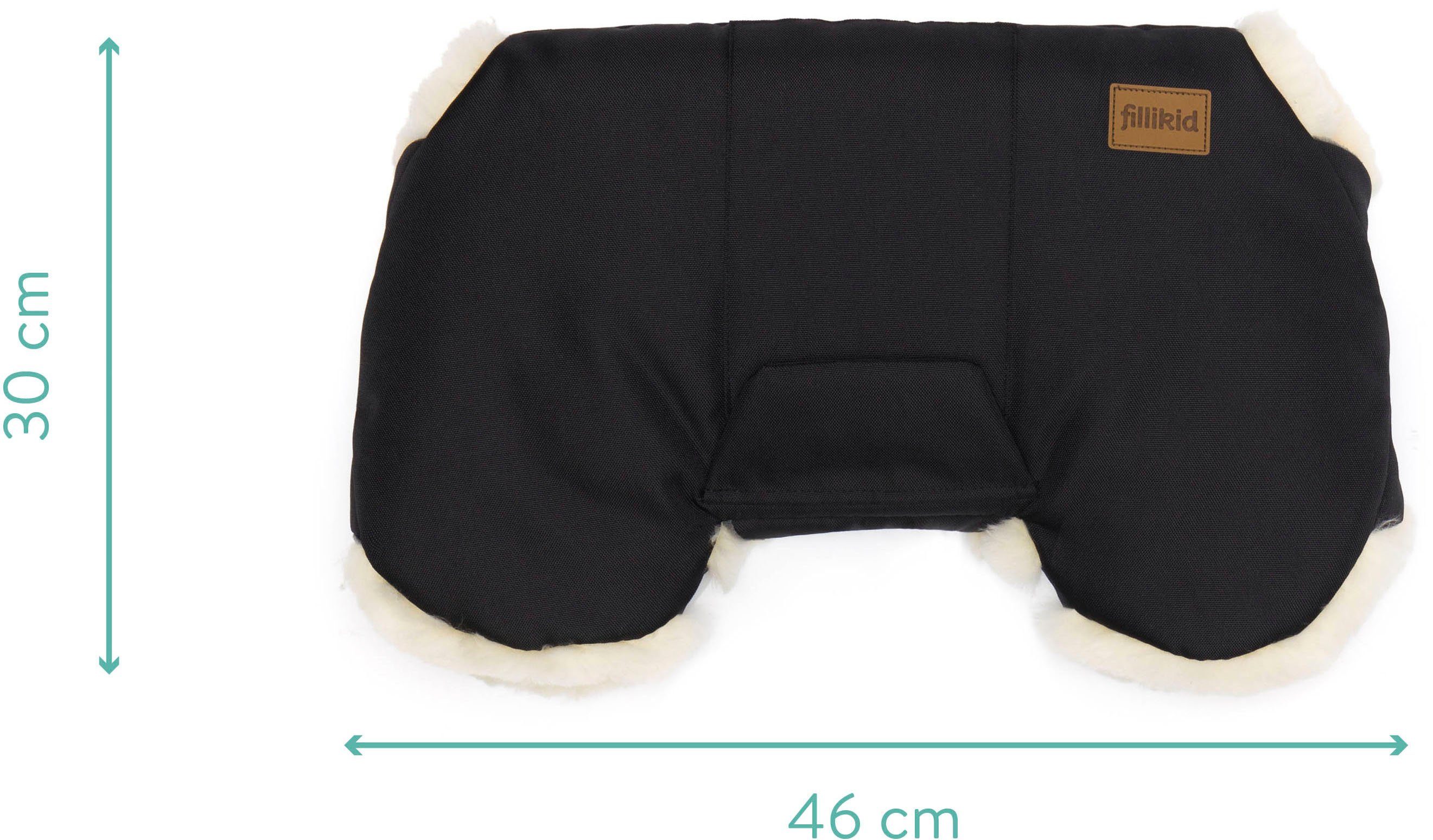 Fillikid Kinderwagen-Handwärmer Nyby, schwarz, mit Lammfell