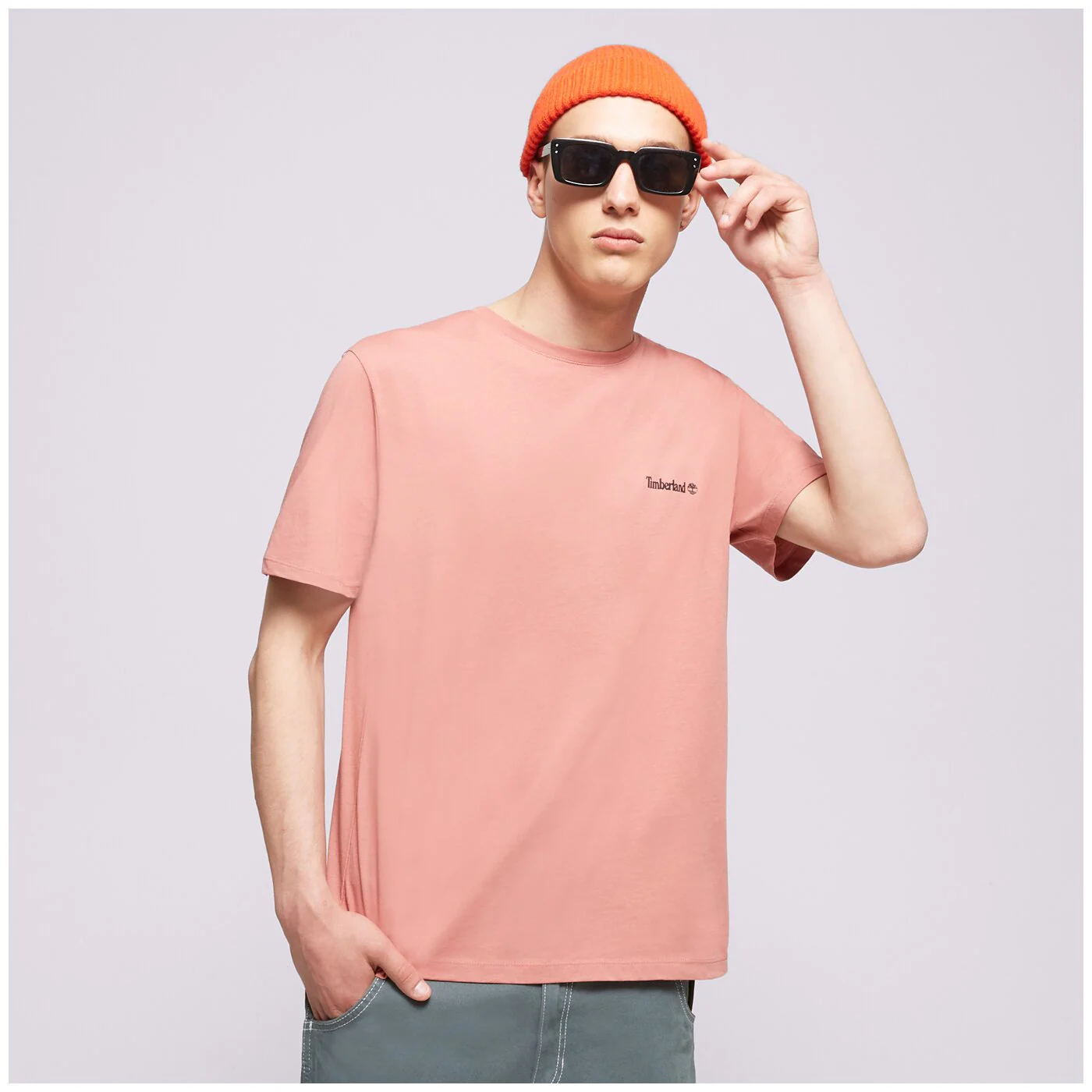 TIMBERLAND T-SHIRT SMALL LOGO PRINT Dunkelrot