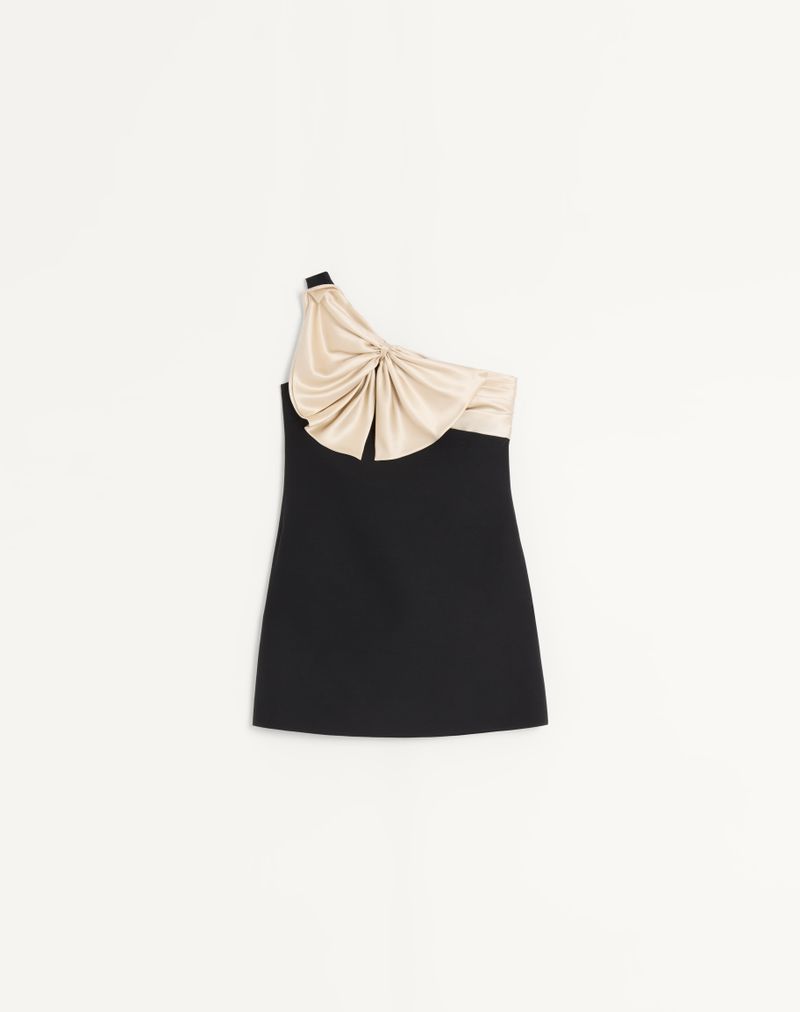 Vestido curto de crepe de alta costura