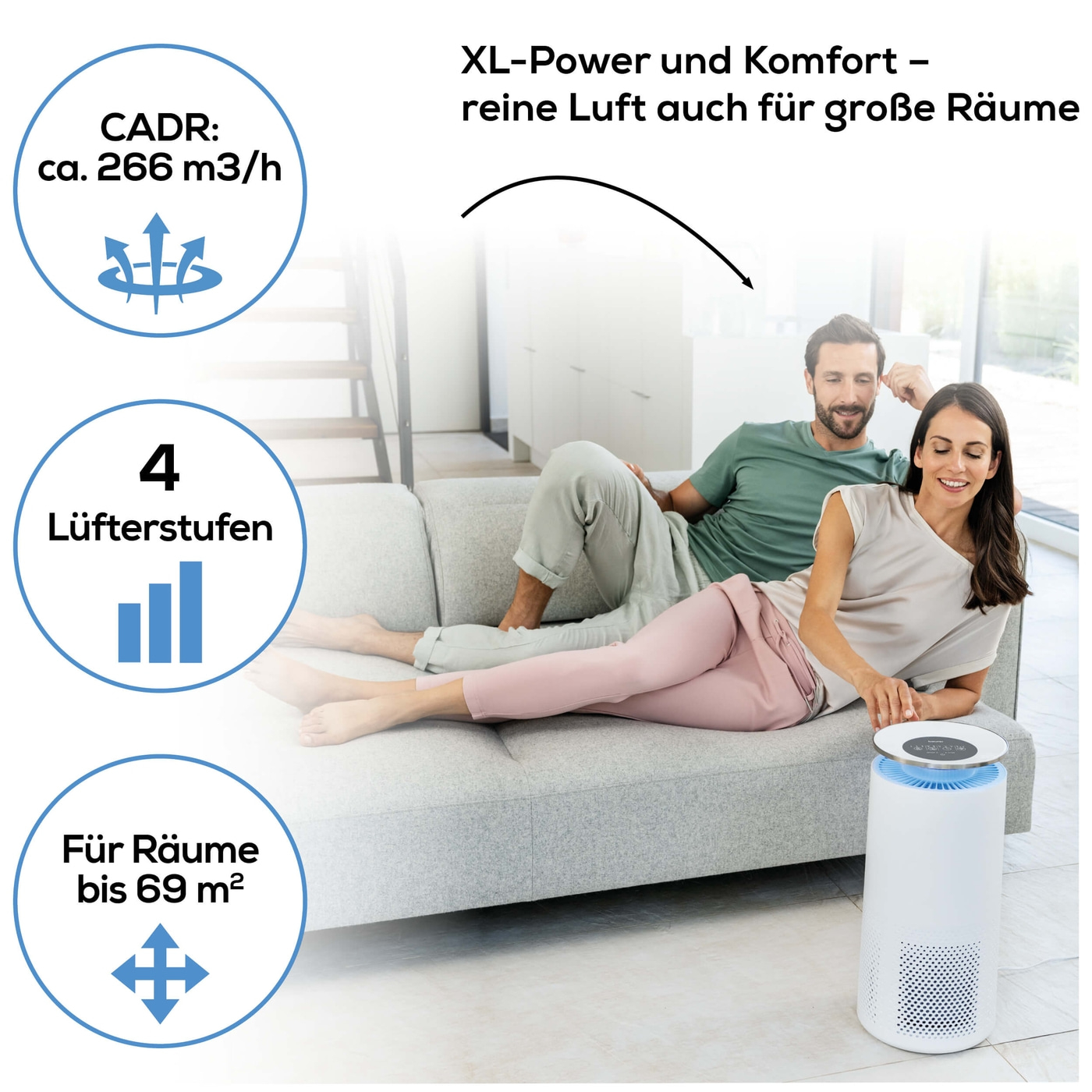 Beurer LR 400 App gesteuerter Luftreiniger-Luftreiniger mit dreischichtigem Filtersystem & App Steuerung bis 69 m²