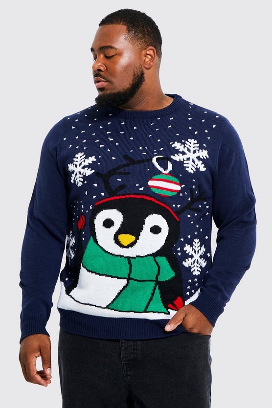 Plus Weihnachtspullover mit Pinguinen