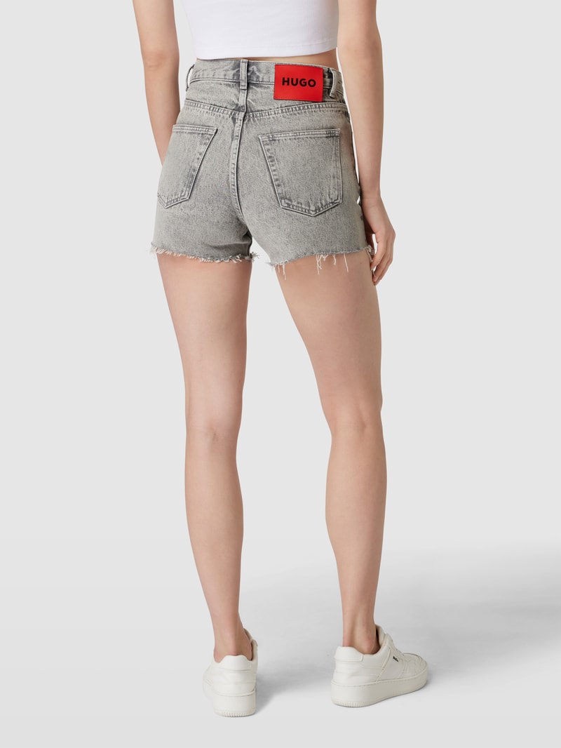 HUGO X P&C - Jeansshorts im Used-Look in hellgrau