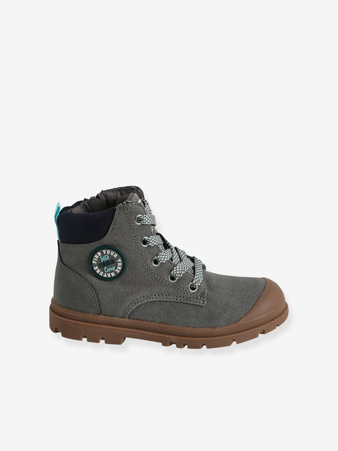 Vertbaudet Jungen Hohe Sneakers, Canvas - grau