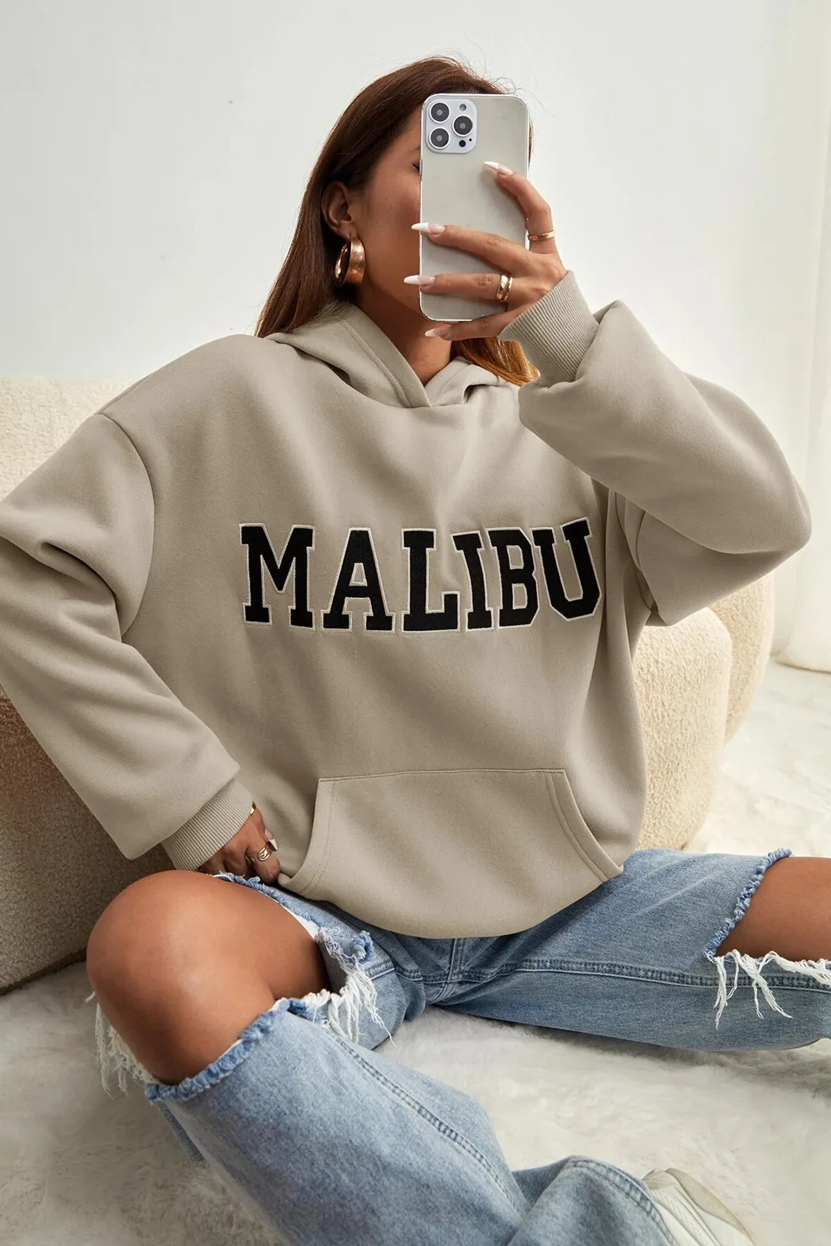 uyguntarz  Unisex-Sweatshirt mit Malibu-Aufdruck in Übergröße