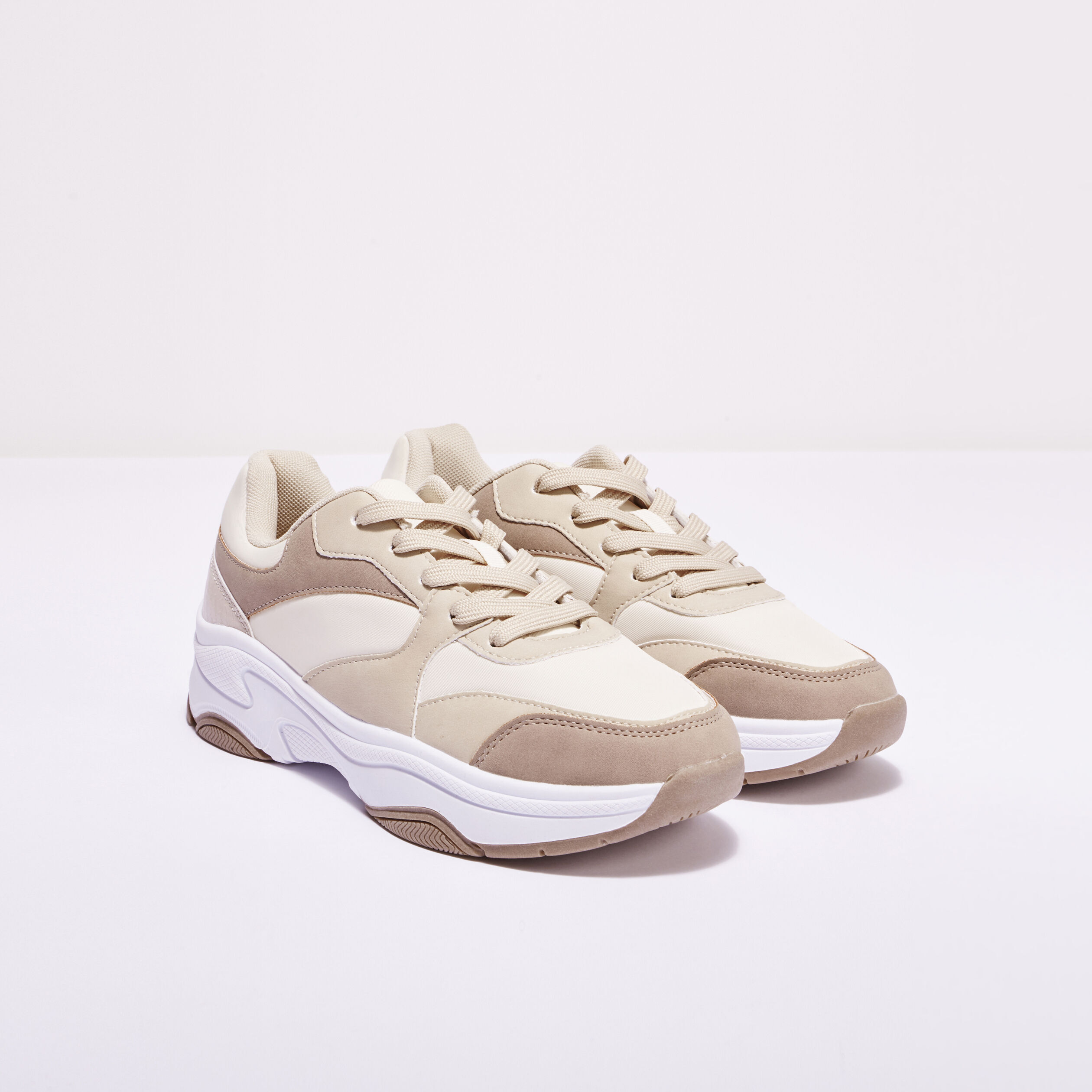 Baskets dad shoes à lacets sable femme | Cache Cache