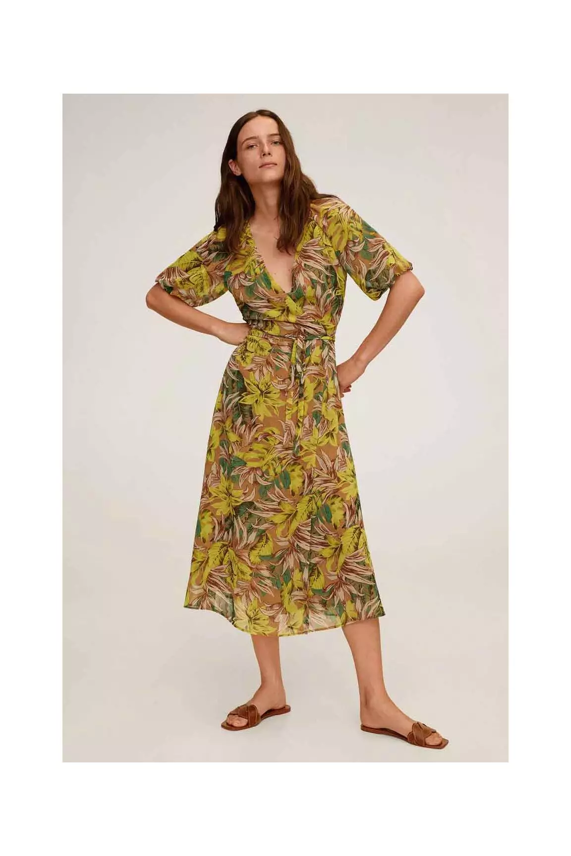 Mango Robes Longues Femme couleur jaune