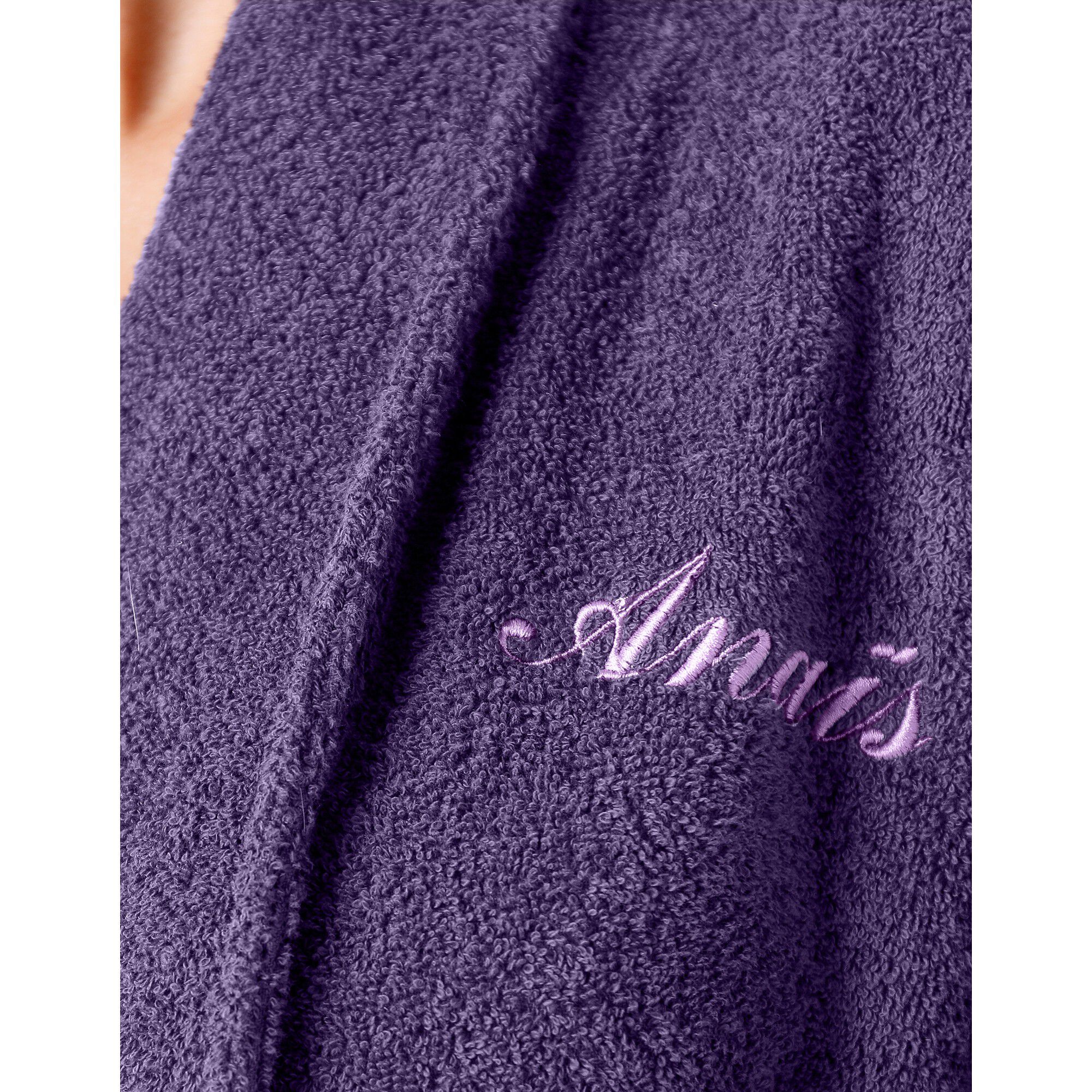 Peignoir mixte adulte éponge bouclette col châle personnalisable