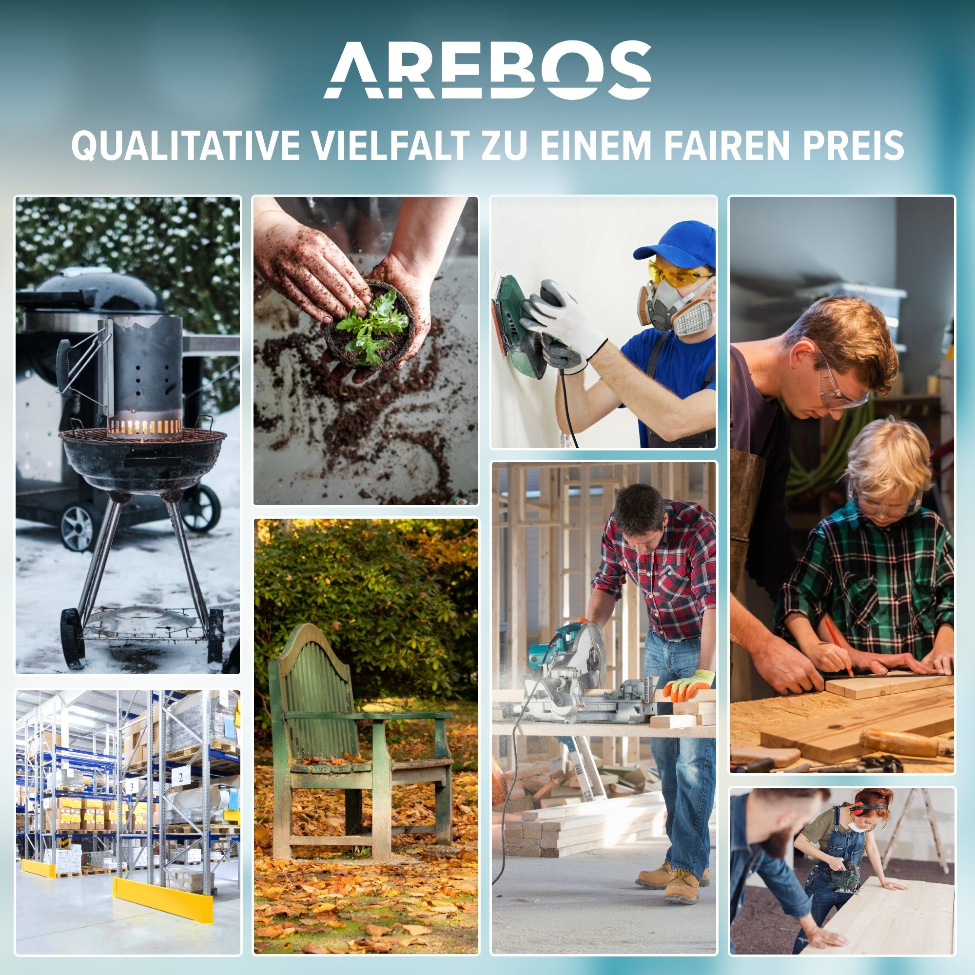Arebos Innenrüttler Betonrüttler, verschiedene Watt und Schlauchlängen, 800 in W, Taste für den Dauerbetrieb