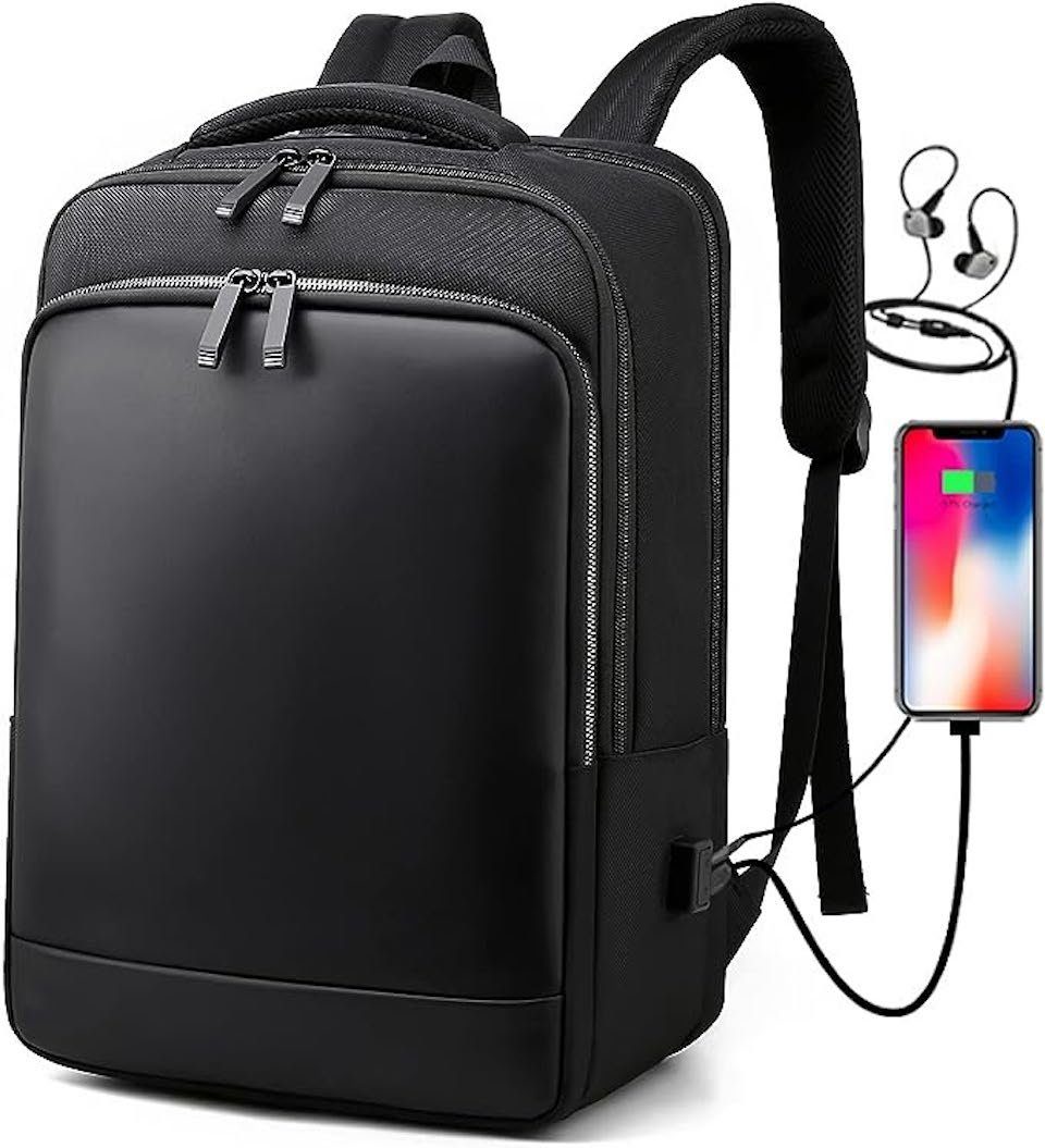 Diyarts Laptoptasche (Multifunktionaler Rucksack, Geräumig mit vielseitigen Stauraum), 15,6-Zoll Laptop-Rucksack aus wasserabweisendem PU-Leder
