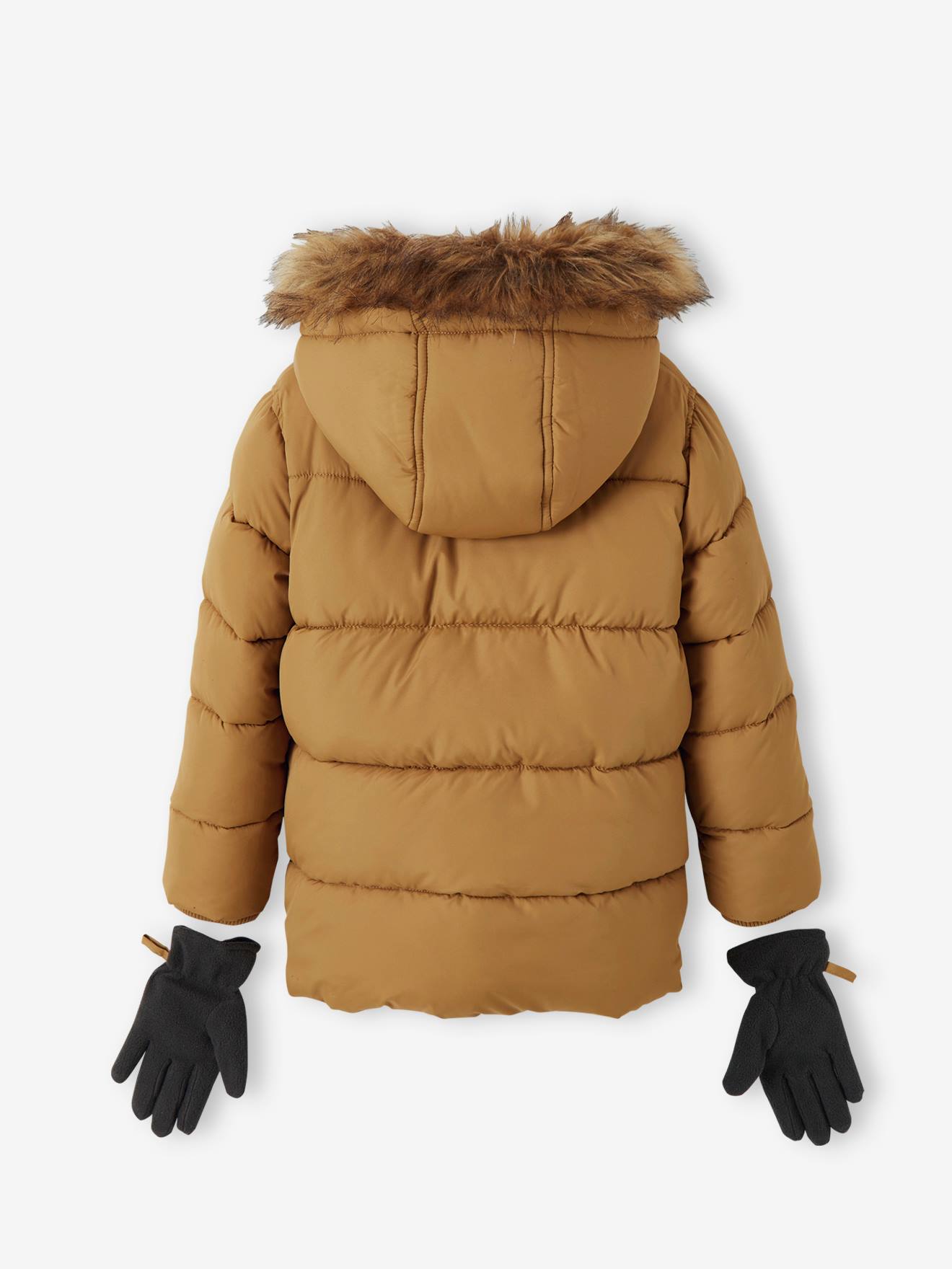 Vertbaudet Jungen Jacke & Handschuhe mit Recyclingmaterial - braun