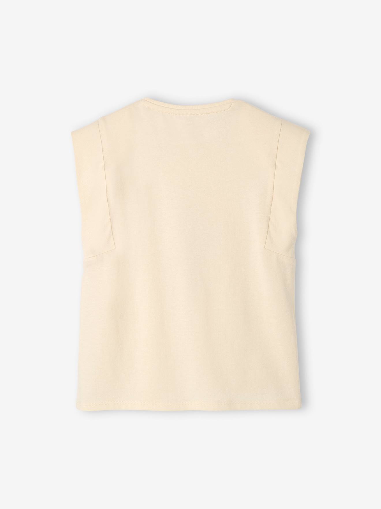 T-shirt motif oiseau de paradis fille manches à épaulettes écru