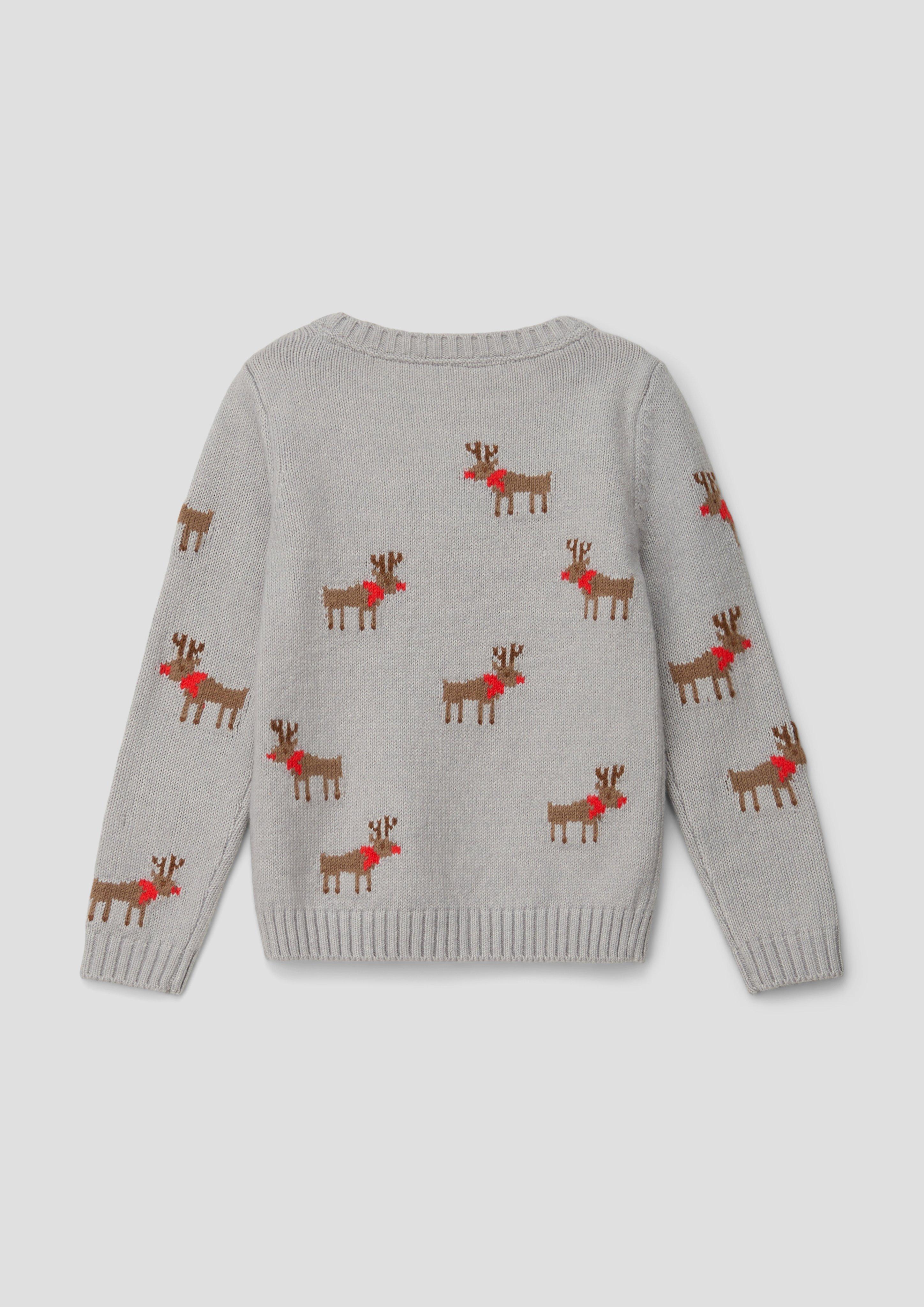 Strickpullover mit Rentier-Intarsien  2139515-94X6