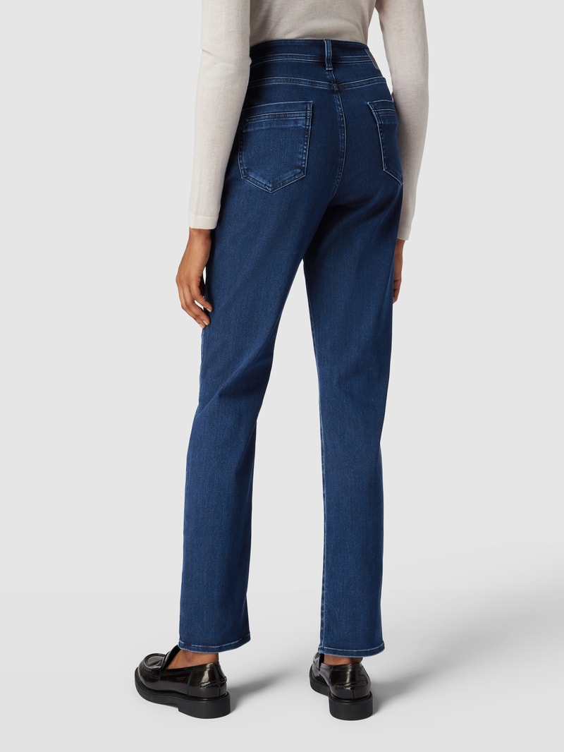 Jeans im unifarbenen Design Modell 'Carola' in marineblau