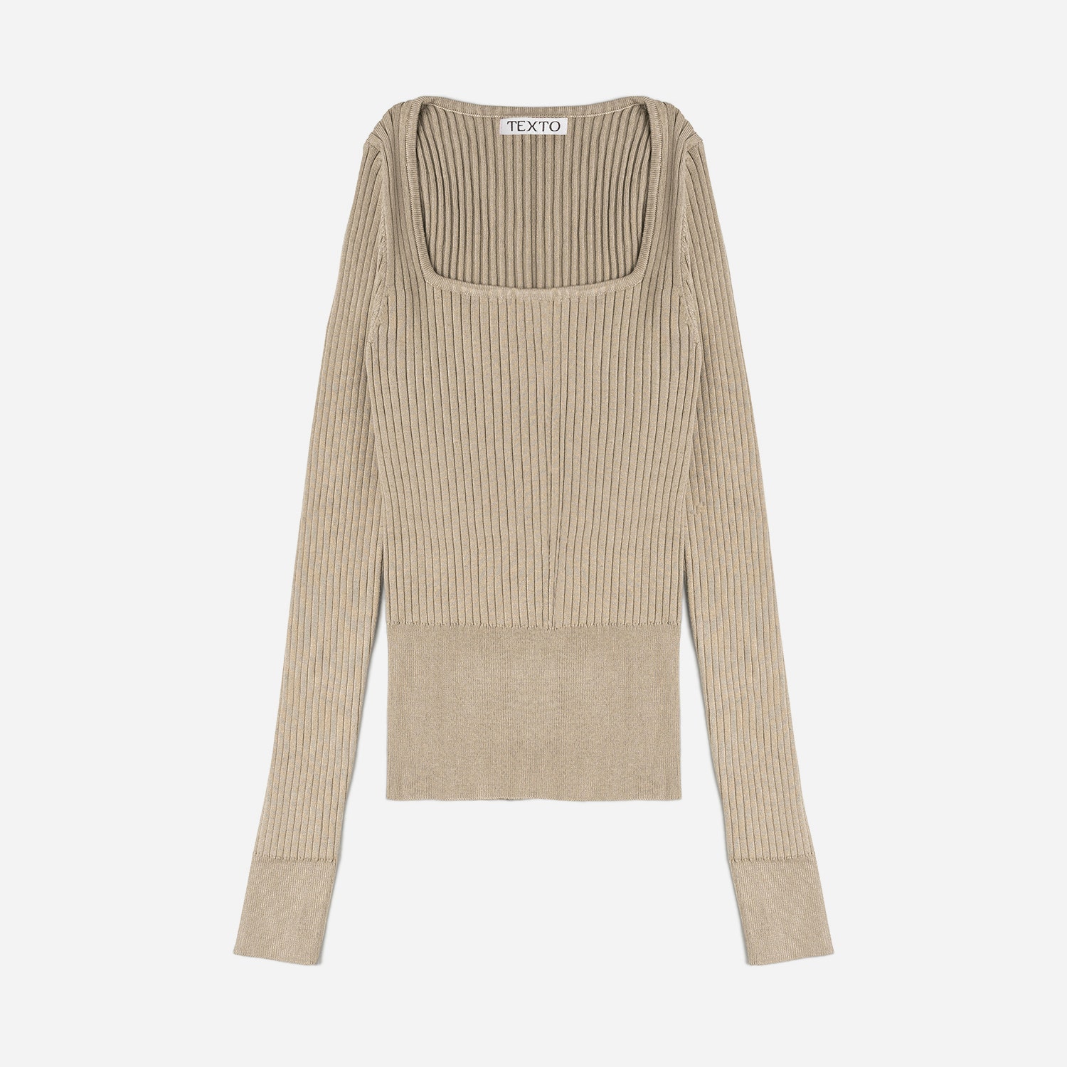 Pull TEXTO beige côtelé à manches longues - taille unique