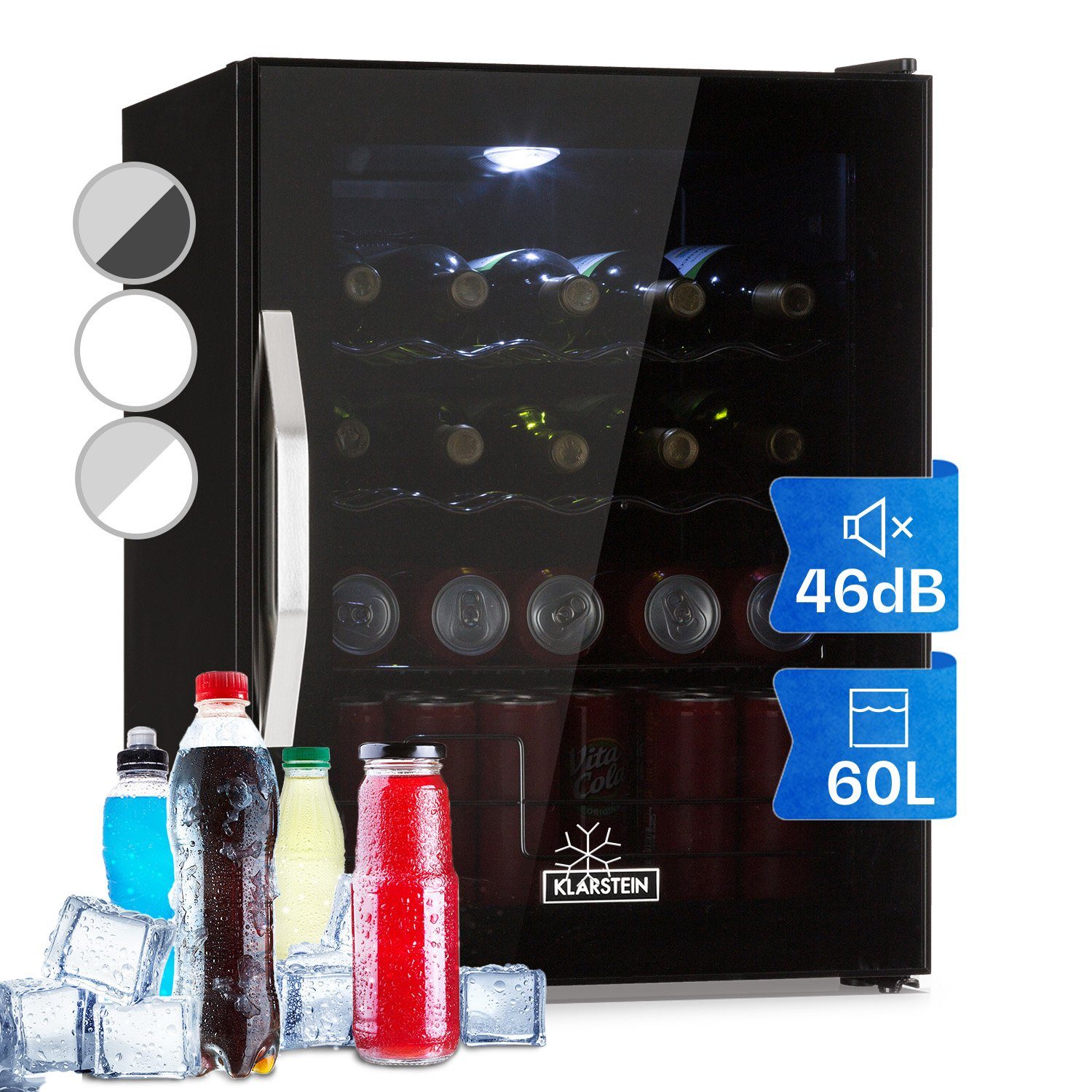 Klarstein Getränkekühlschrank HEA-BeersafeXL-onyx 10032871A, 63 cm hoch, 47 cm breit, Bier Hausbar Getränkekühlschrank Flaschenkühlschrank Glastür