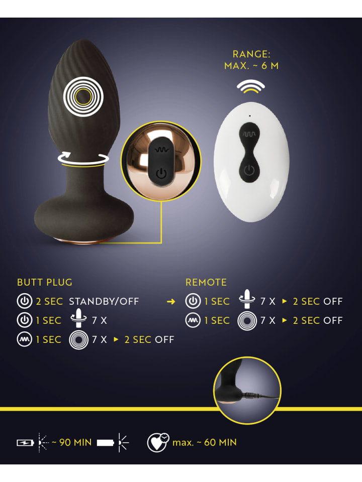 ANOS Vibro-Analplug RC Rotating B-Plug in schwarz günstig kaufen 9,5 cm