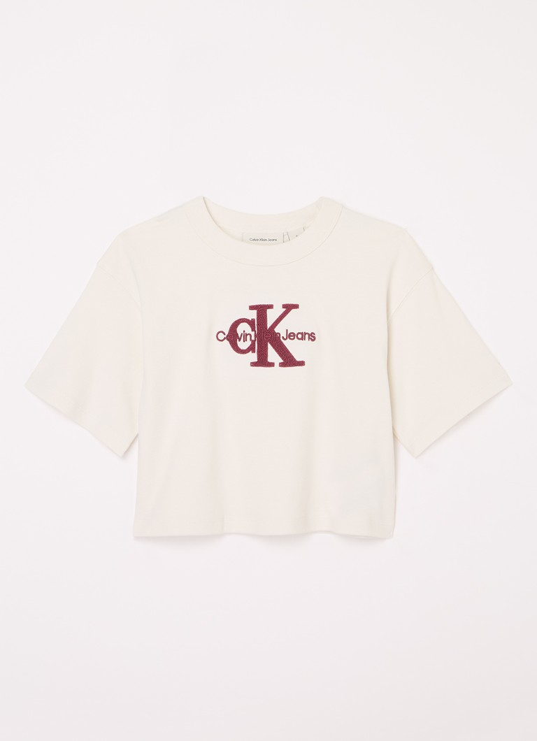 Top scurt Calvin Klein cu logo brodat