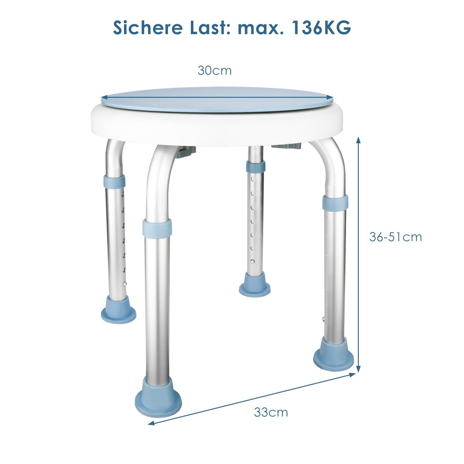 Lospitch Duschhocker Duschhocker Badhocker Badehocker belastbar bis 136 kg Duschstuhl