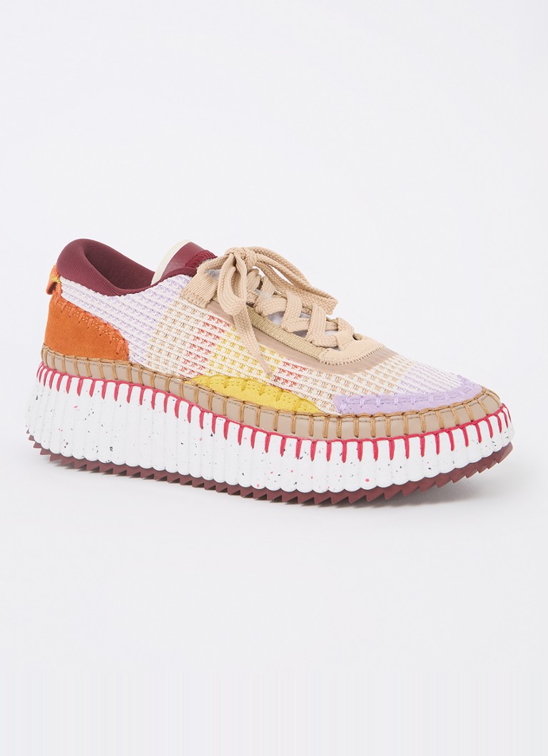 Chloé  Nama sneaker met gebreid bovenwerk en suède details