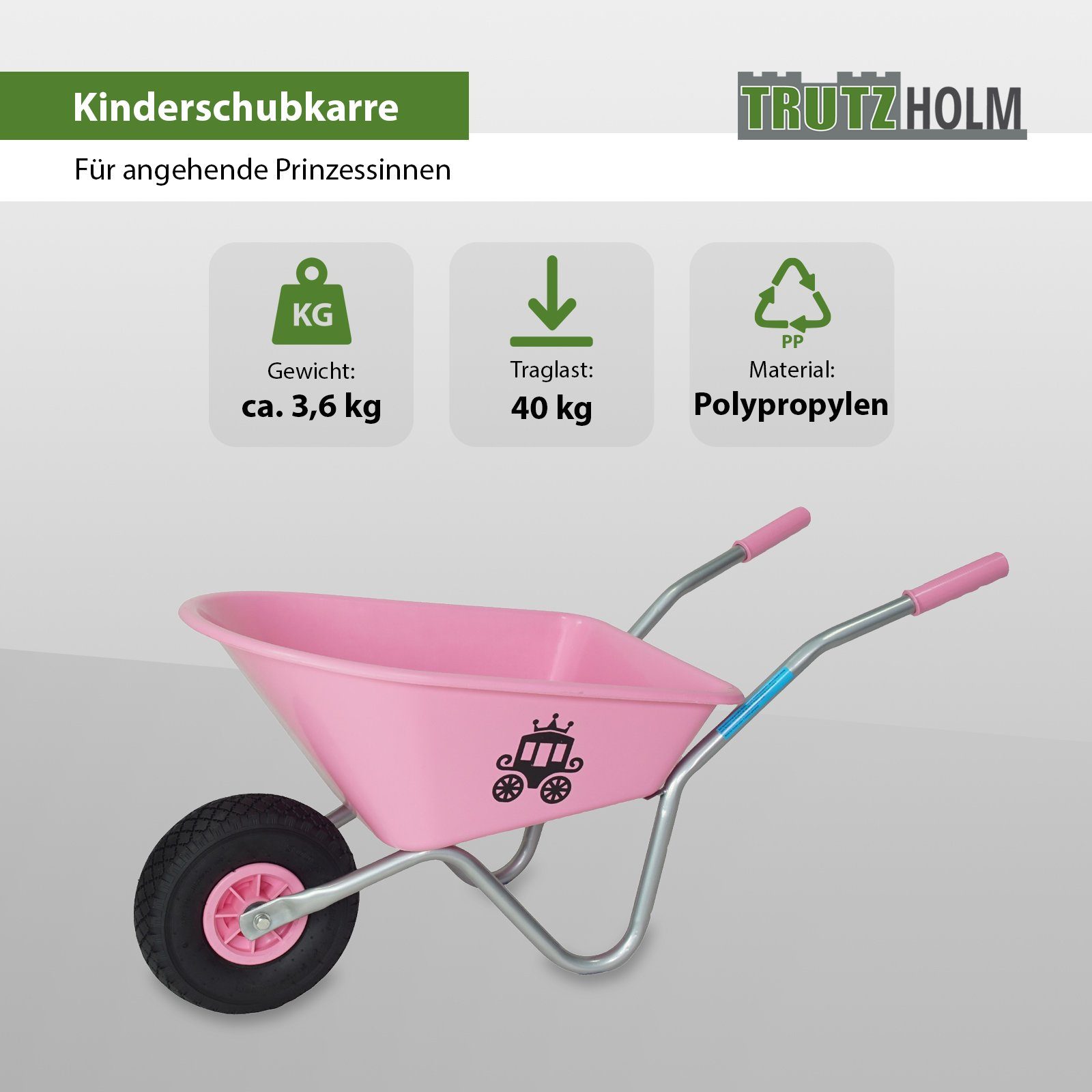 TRUTZHOLM Schubkarre Kinderschubkarre Schubkarre für Kinder Schiebkarre Gartenkarre nach