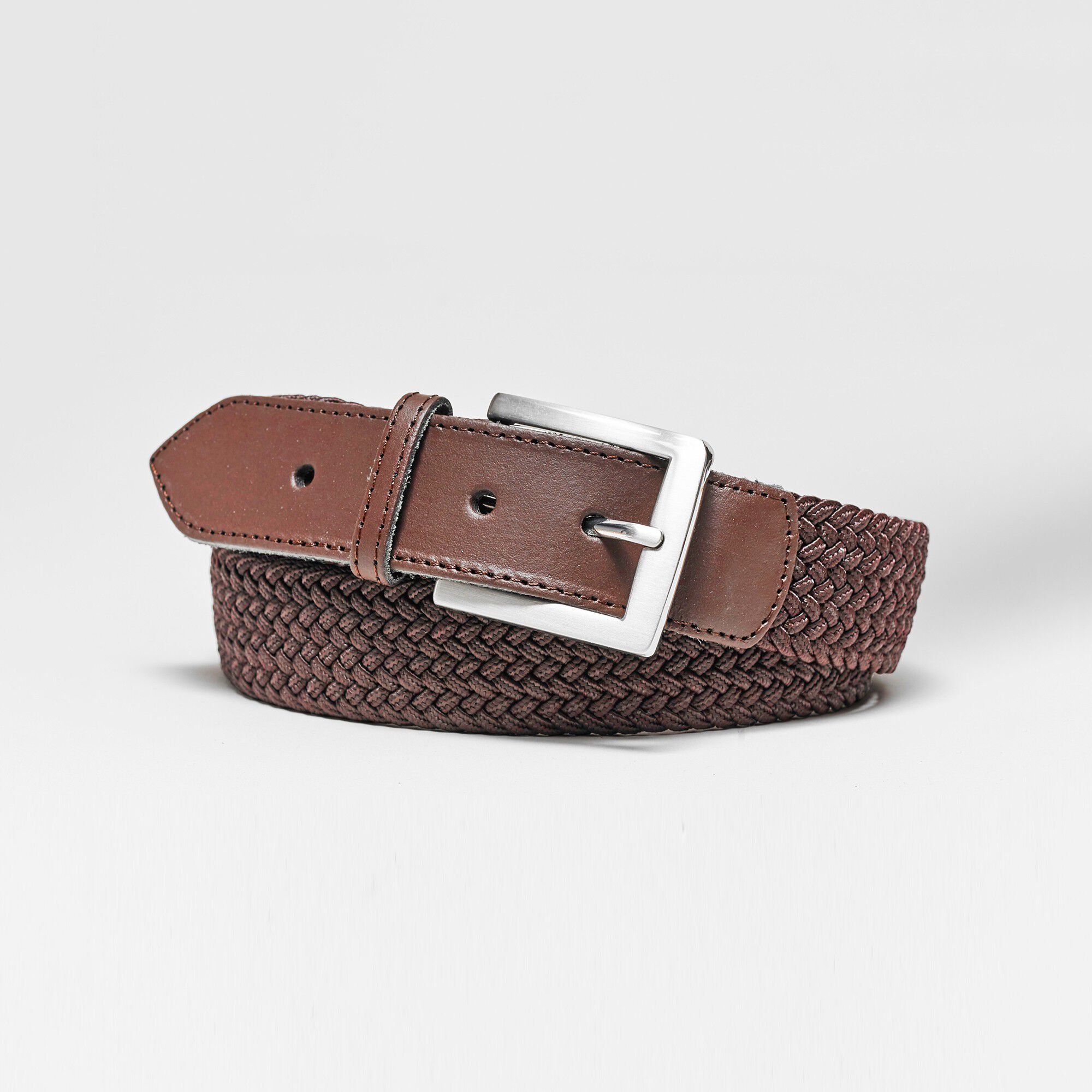 Ceinture tressée extensible finitions cuir