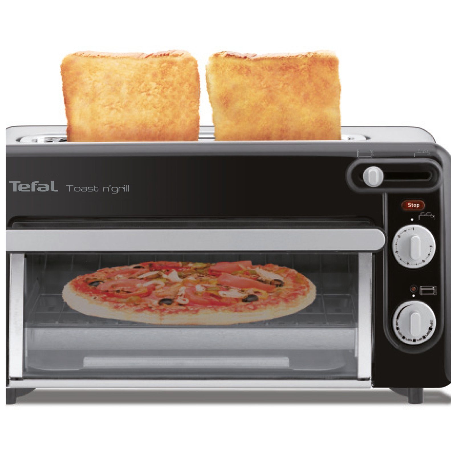 Tefal 2-in-1-Toaster Toast n' Grill TL6008 Toaster Backofen Tischbackofen Mini Ofen, für 2 Scheiben, 1300 W