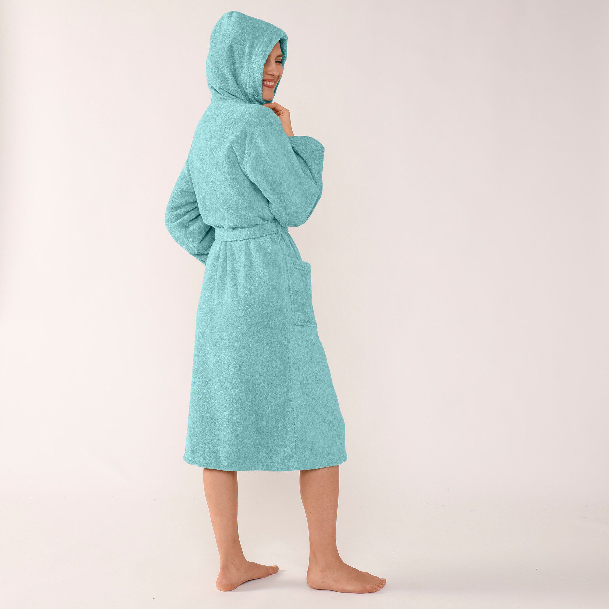 Peignoir mixte adulte col capuche éponge bouclette