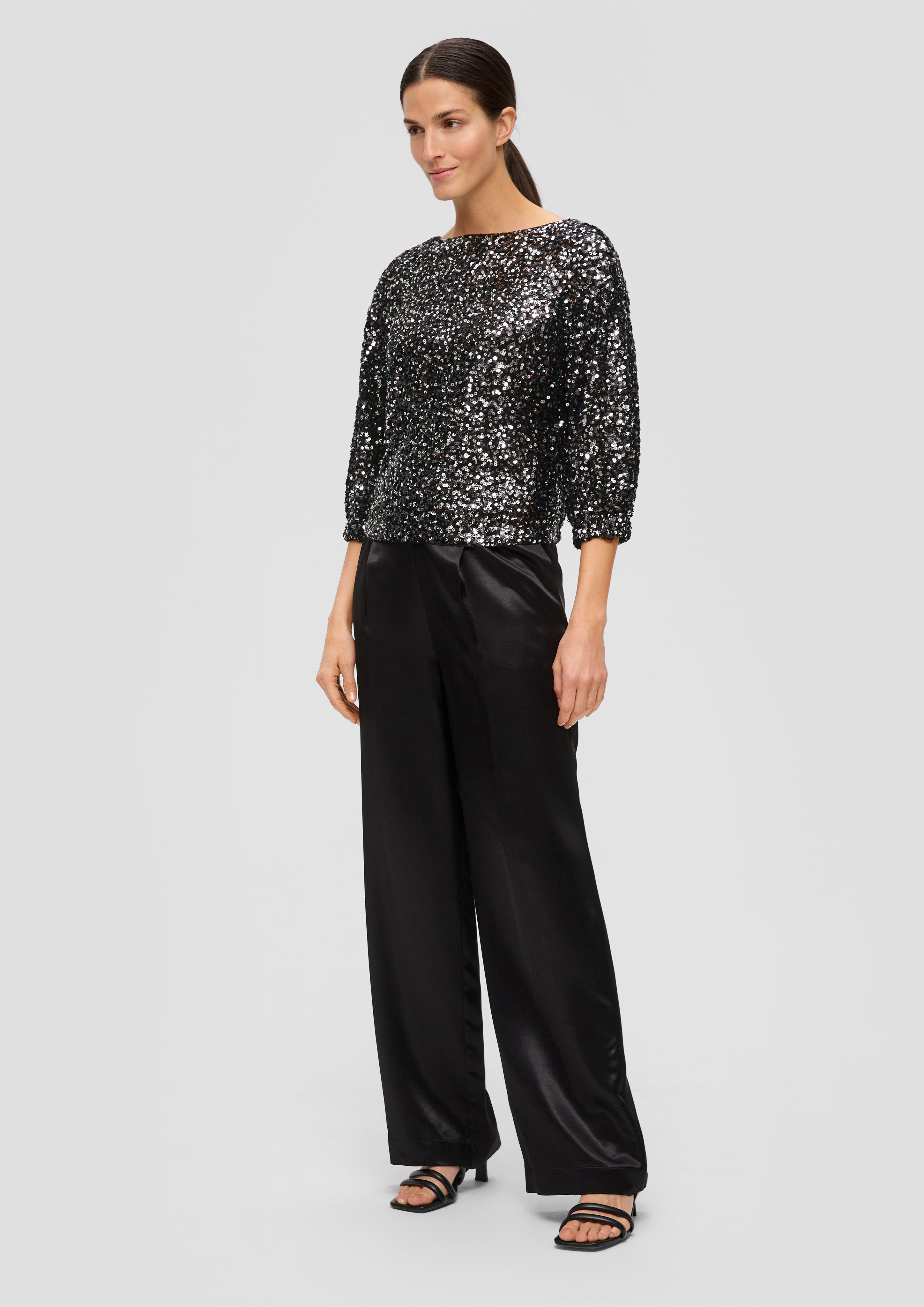 Mesh-Bluse mit Pailletten-Besatz  2137060-9999