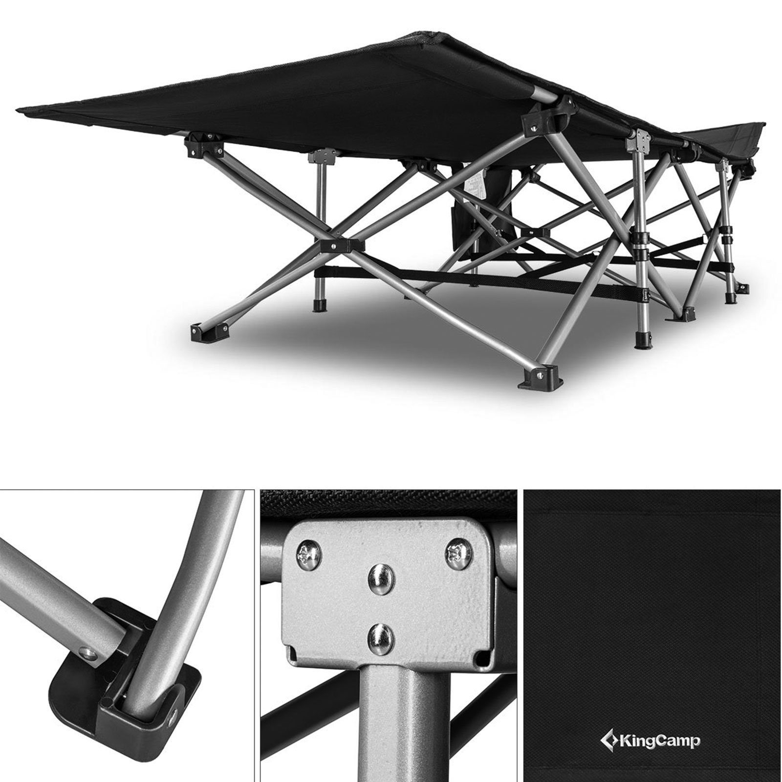 KingCamp Feldbett Feldbett XL Outdoor Camping Liege Gäste Klappbett Stahl 208x75cm 200kg