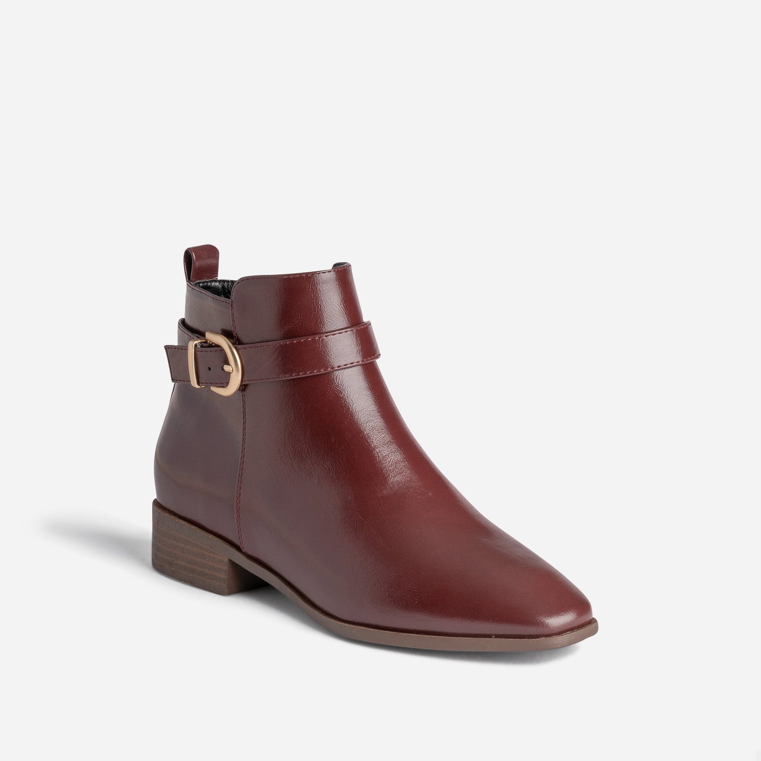 Boots bordeaux éco-conçu avec bride cheville