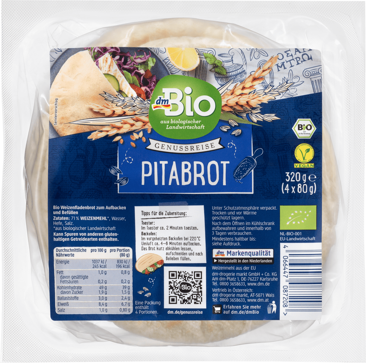 Brot, Pita, 320 g