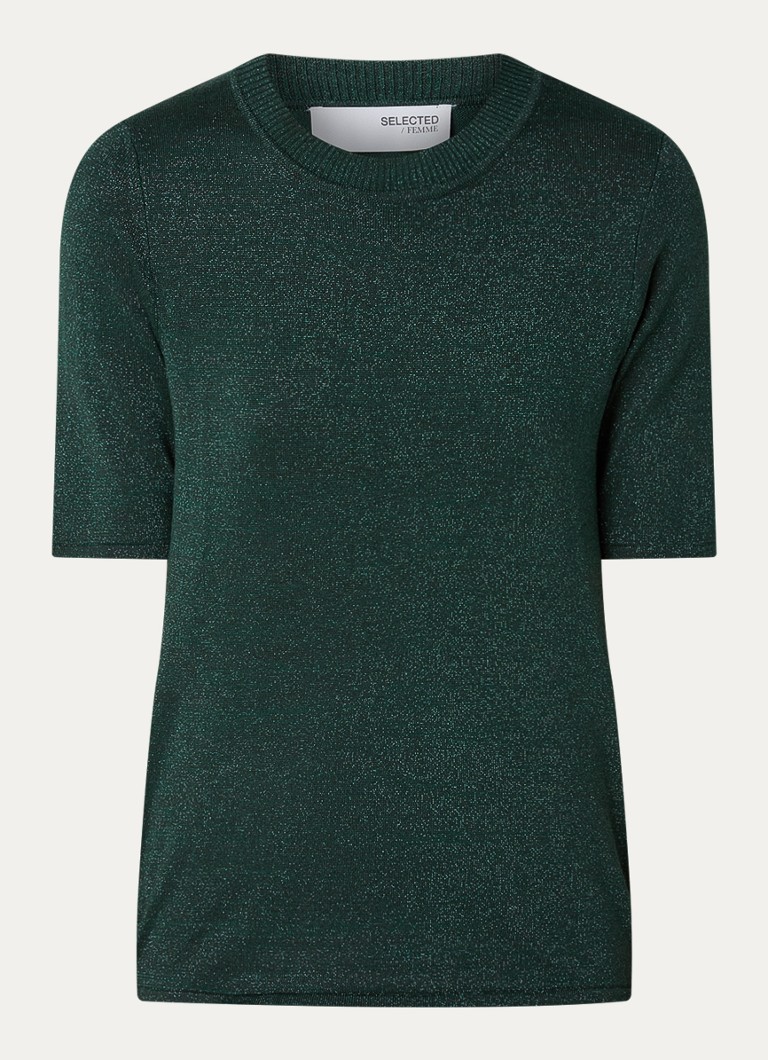Ausgewähltes Femme Lura Feinstricktop aus Lyocell-Mischgewebe mit Lurex