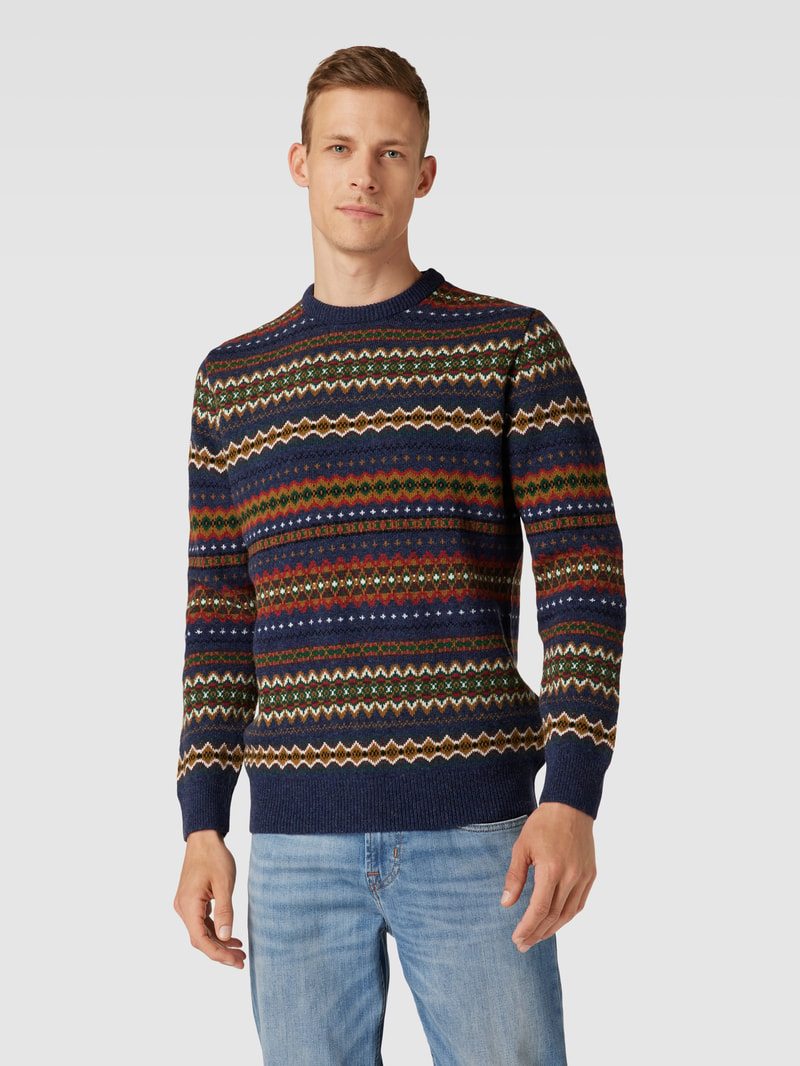 Strickpullover aus Wolle in marineblau meliert