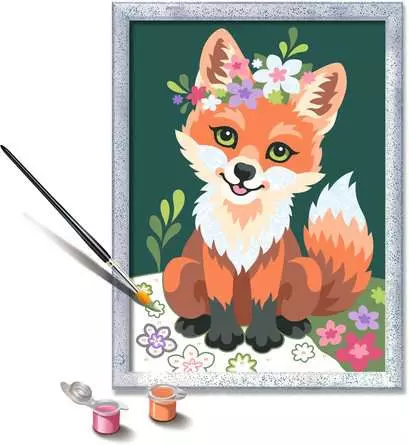 CreArt Blumiger Fuchs - Malen nach Zahlen für Kinder ab 9 Jahren