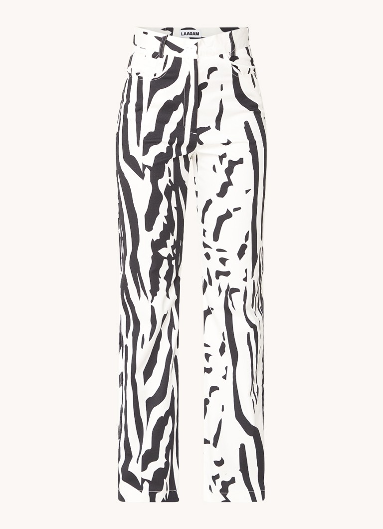 Laagam  Spike high waist straight fit broek met grafische print