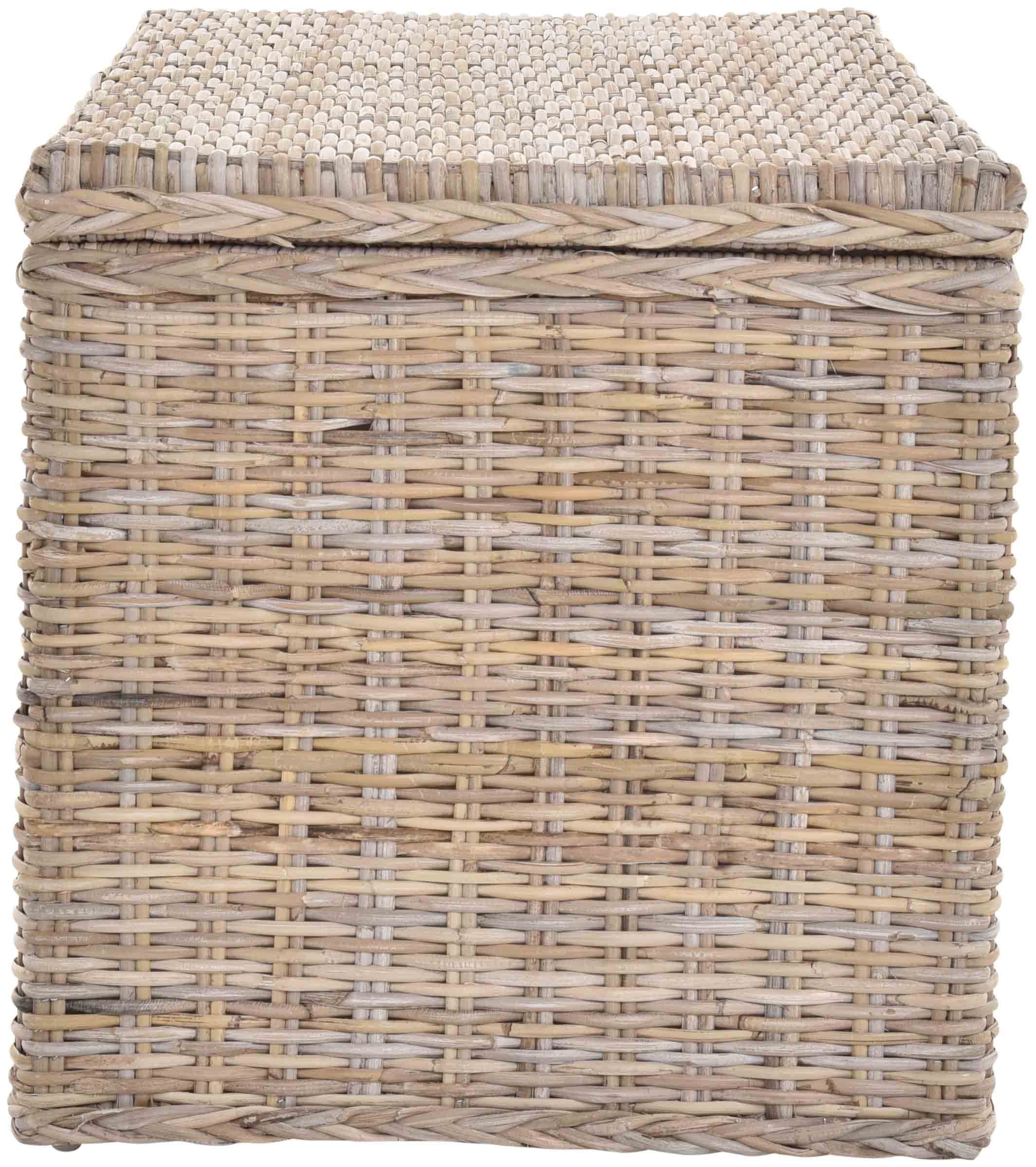 Krines Home Truhe Große Rattantruhe MAX Wäschetruhe mit Deckel Natur Rattan Truhe, Aufbewahrung XXL 115x55x55cm